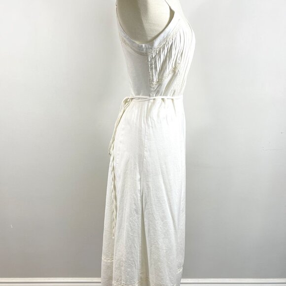 Storia NWT 100% Cotton Off White Spaghetti Strap Wrap Dress with Lace - XSmall - Picture 7 of 10